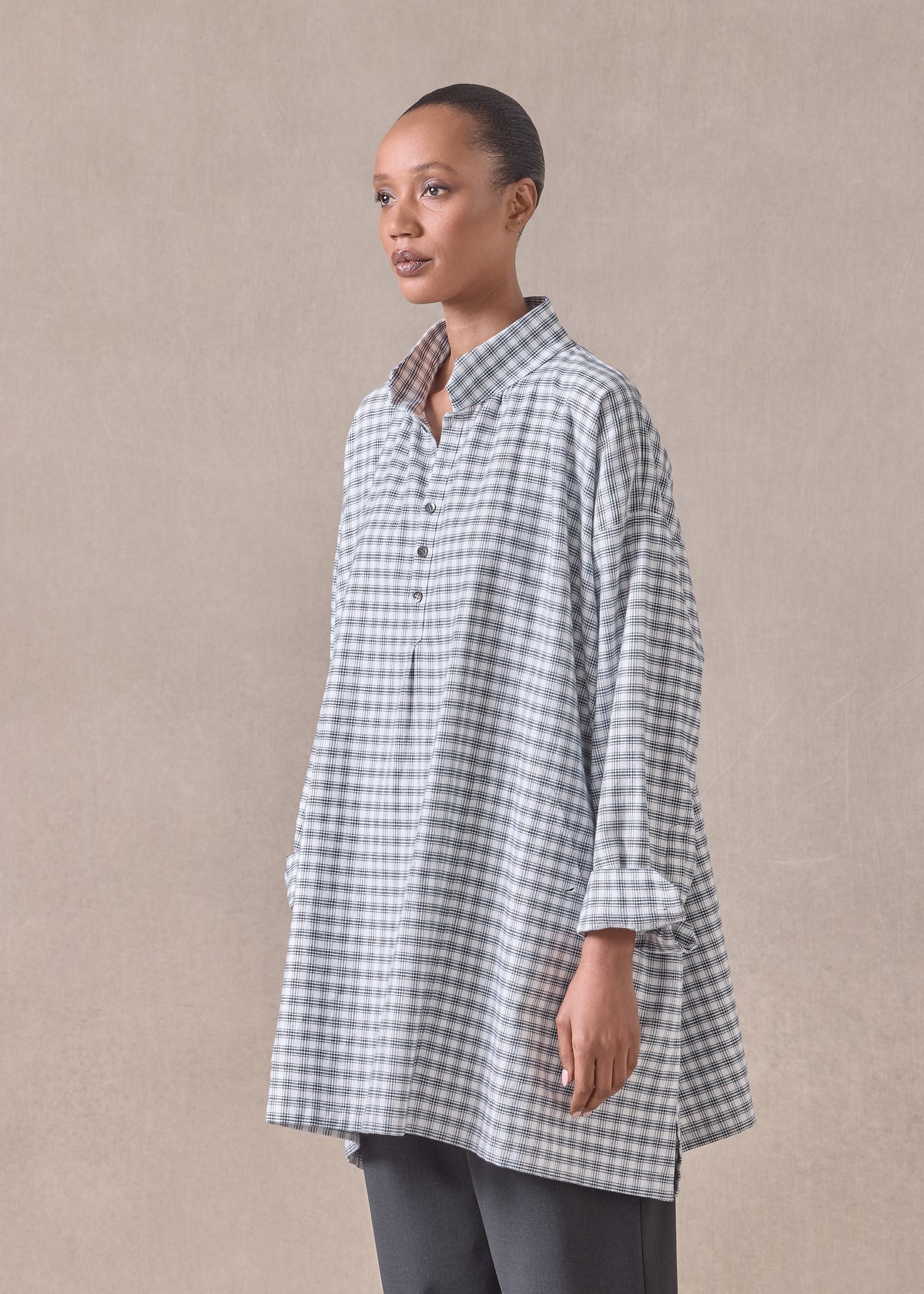 cotton wide a-line artists smock - long plus