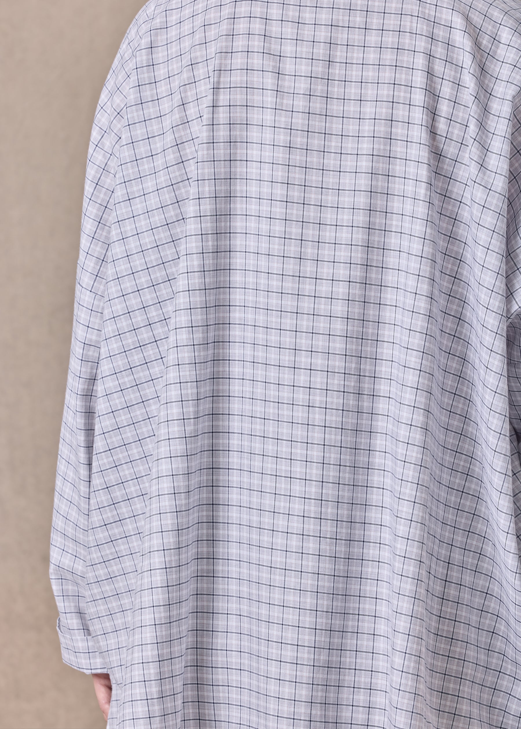 cotton wide longer back double stand collar shirt - mid plus