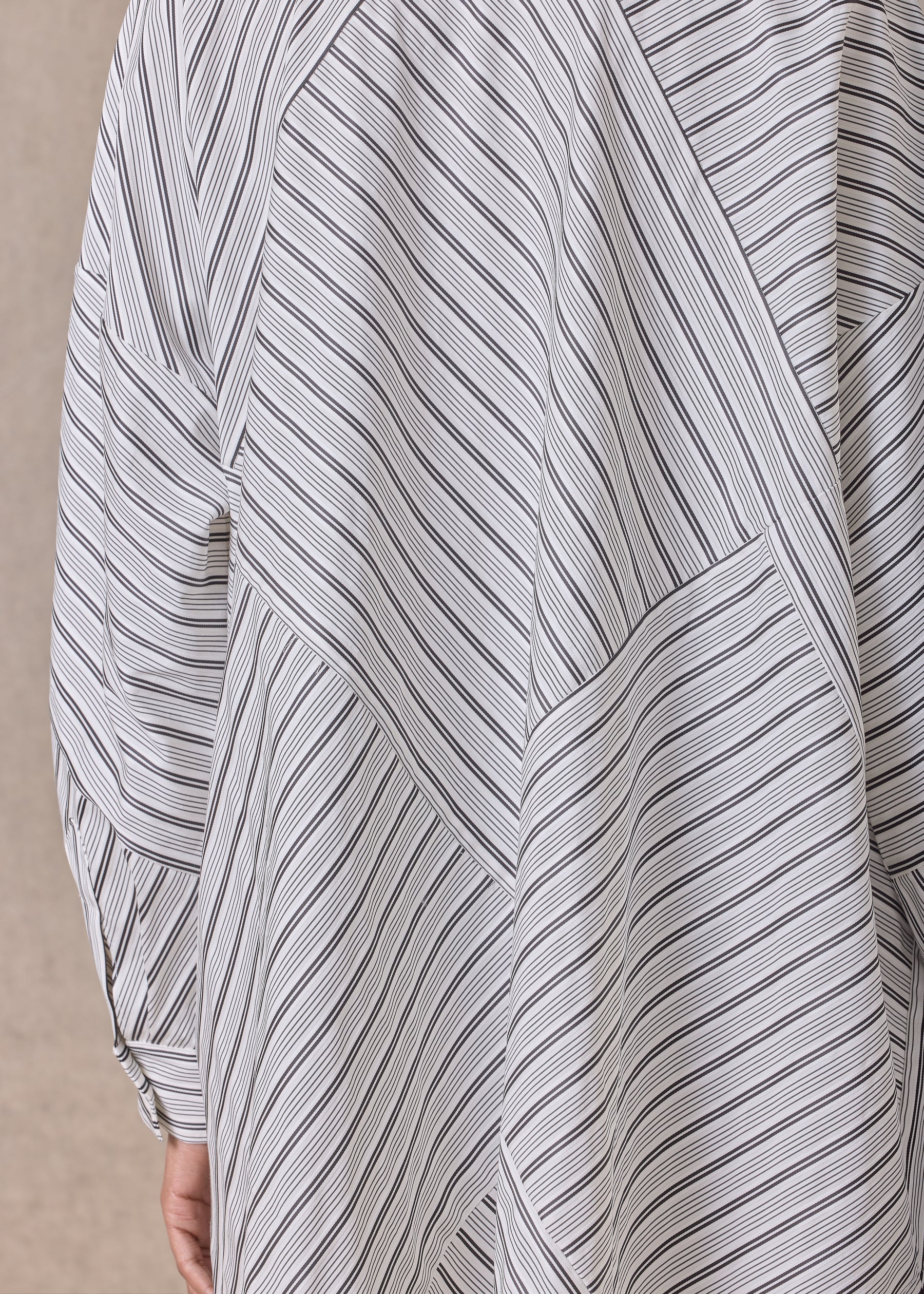 cotton wide a-line shirt with collar - long (patchwork)