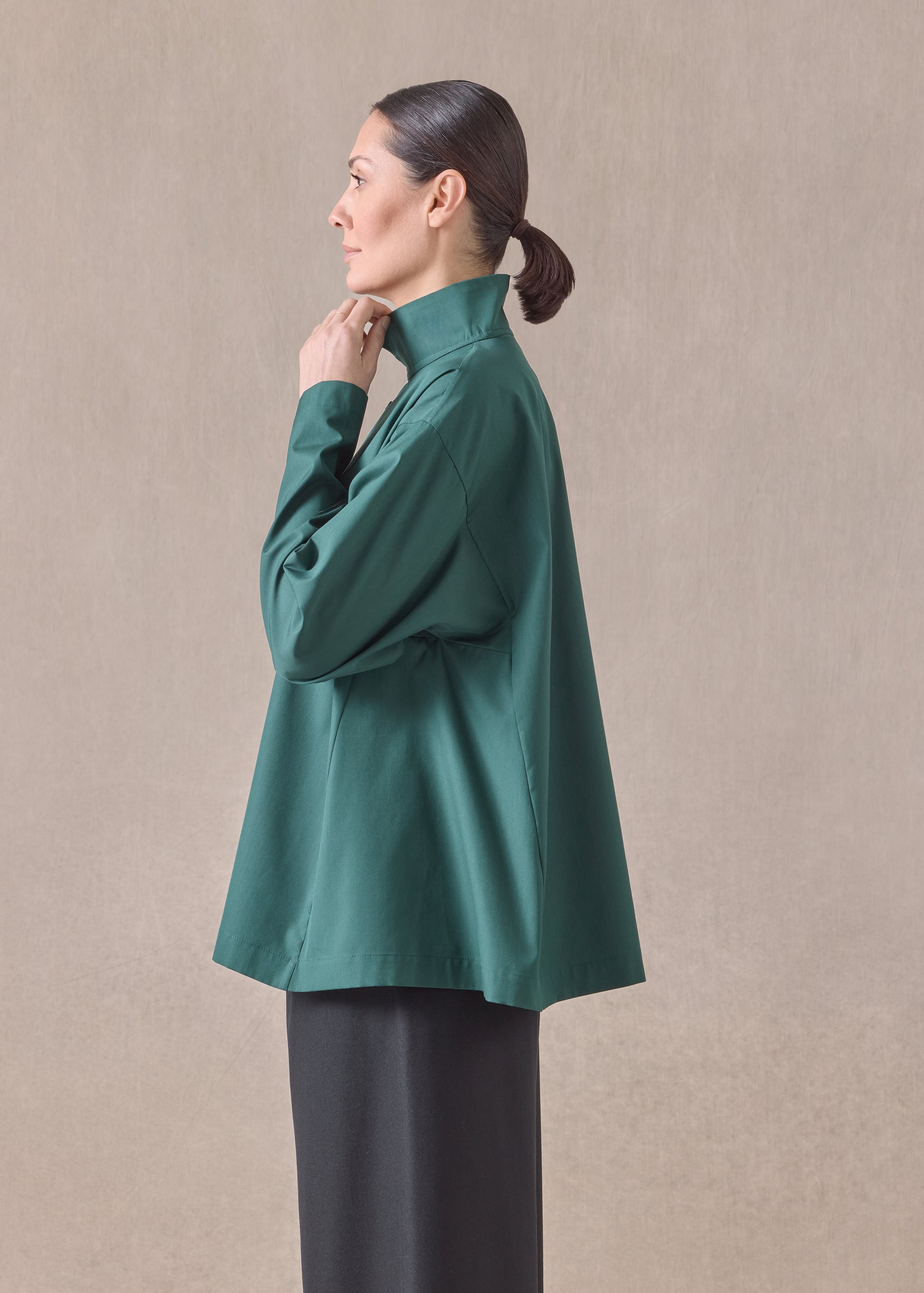cotton side panelled two collar shirt - mid plus