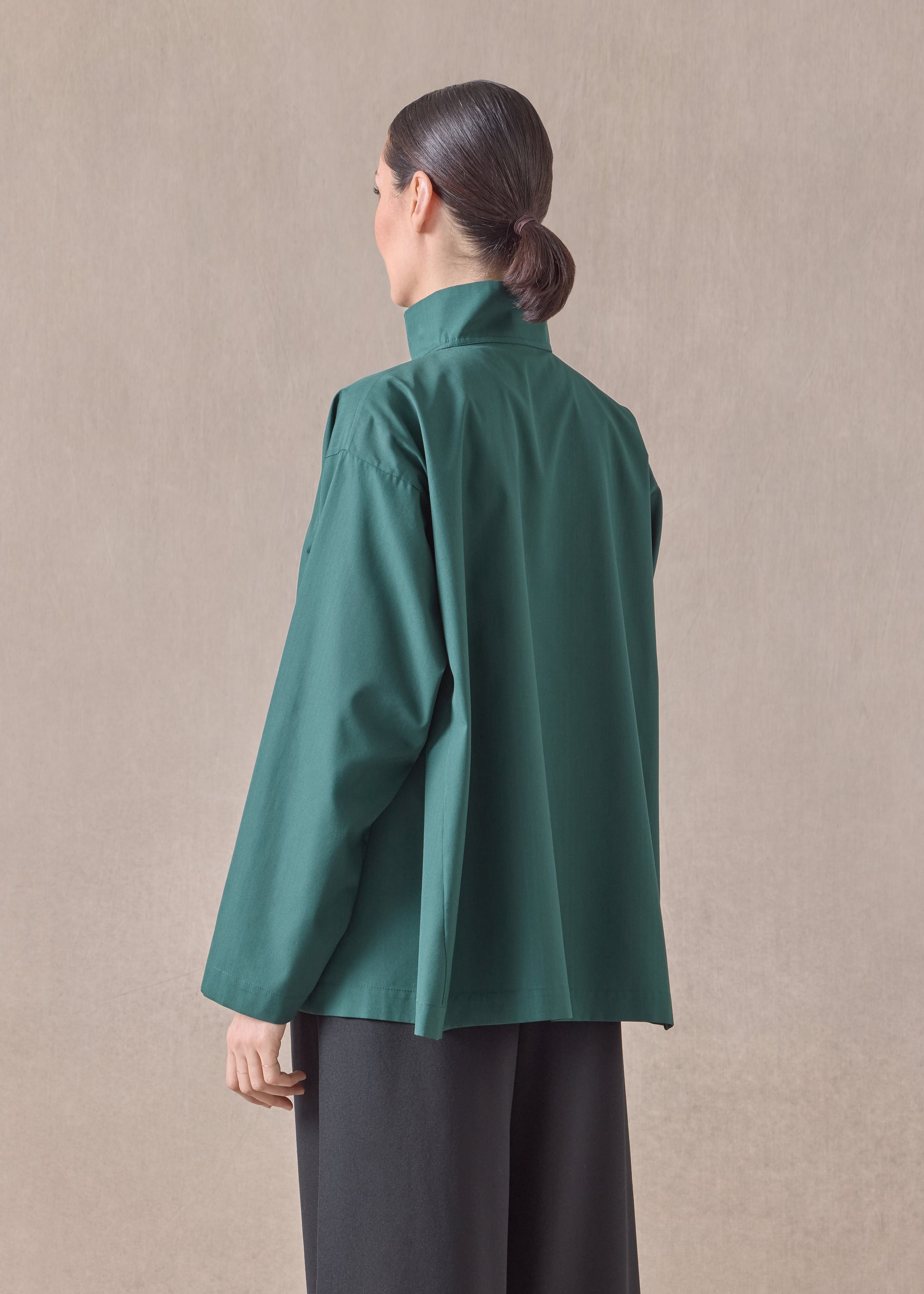 cotton side panelled two collar shirt - mid plus