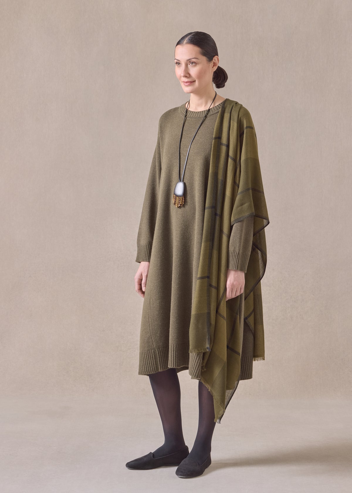 cashmere tartan check scarf (antiqueolive)