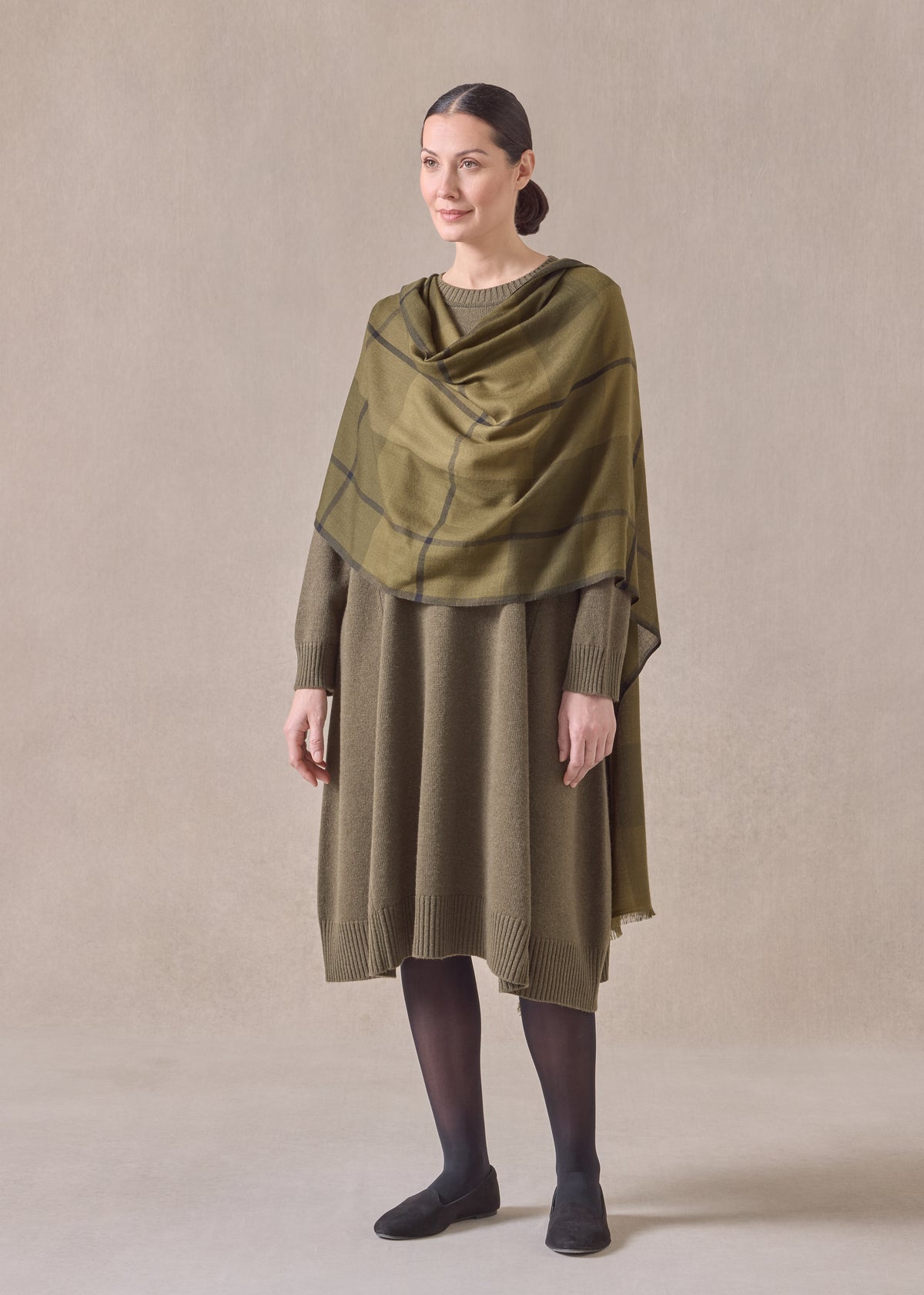 cashmere tartan check scarf (antiqueolive)