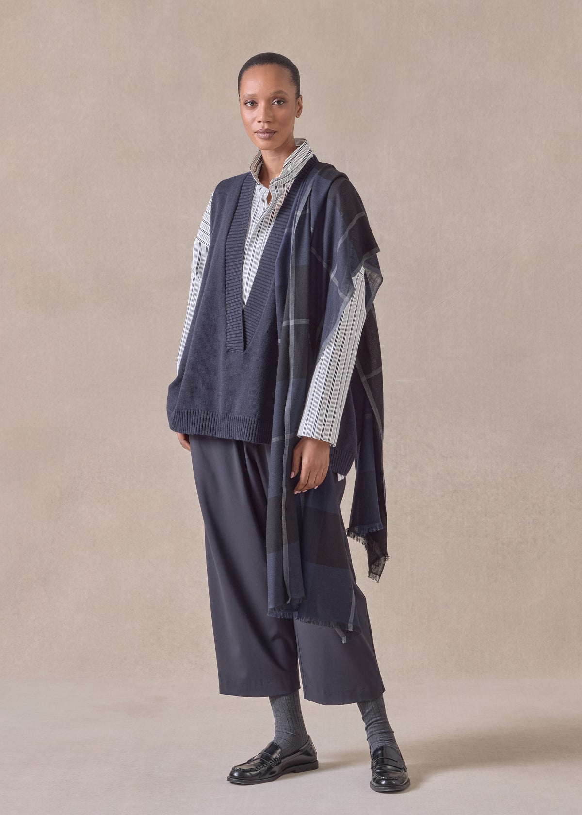 cashmere tartan check scarf