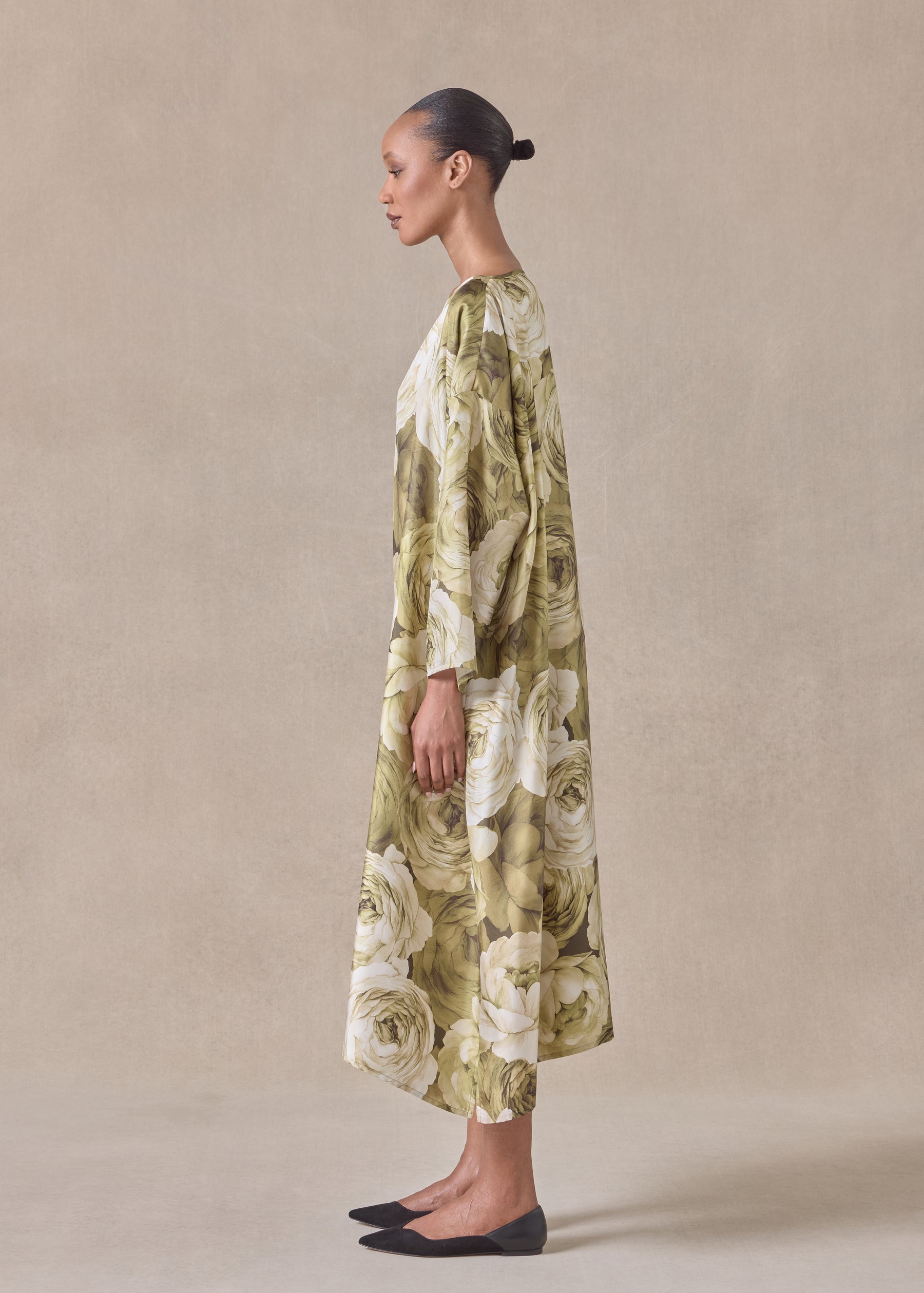 silk wide a-line scoop neck dress