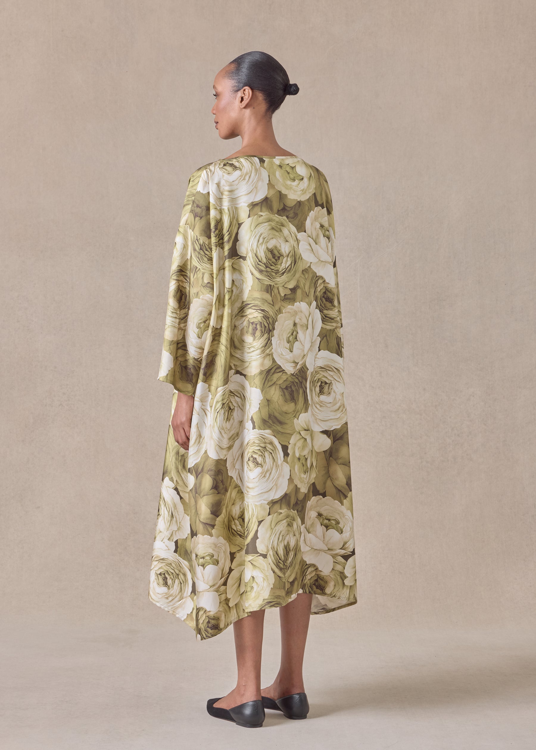 silk wide a-line scoop neck dress