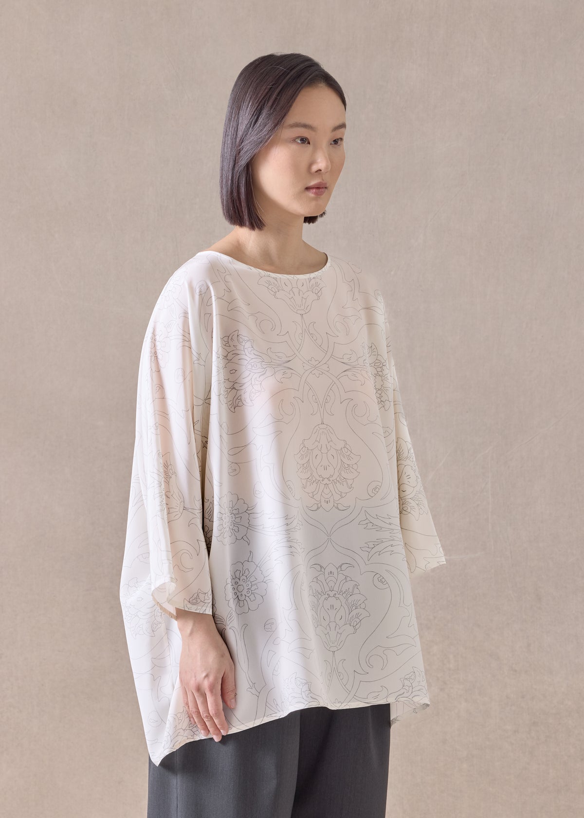 silk boat neck top - long