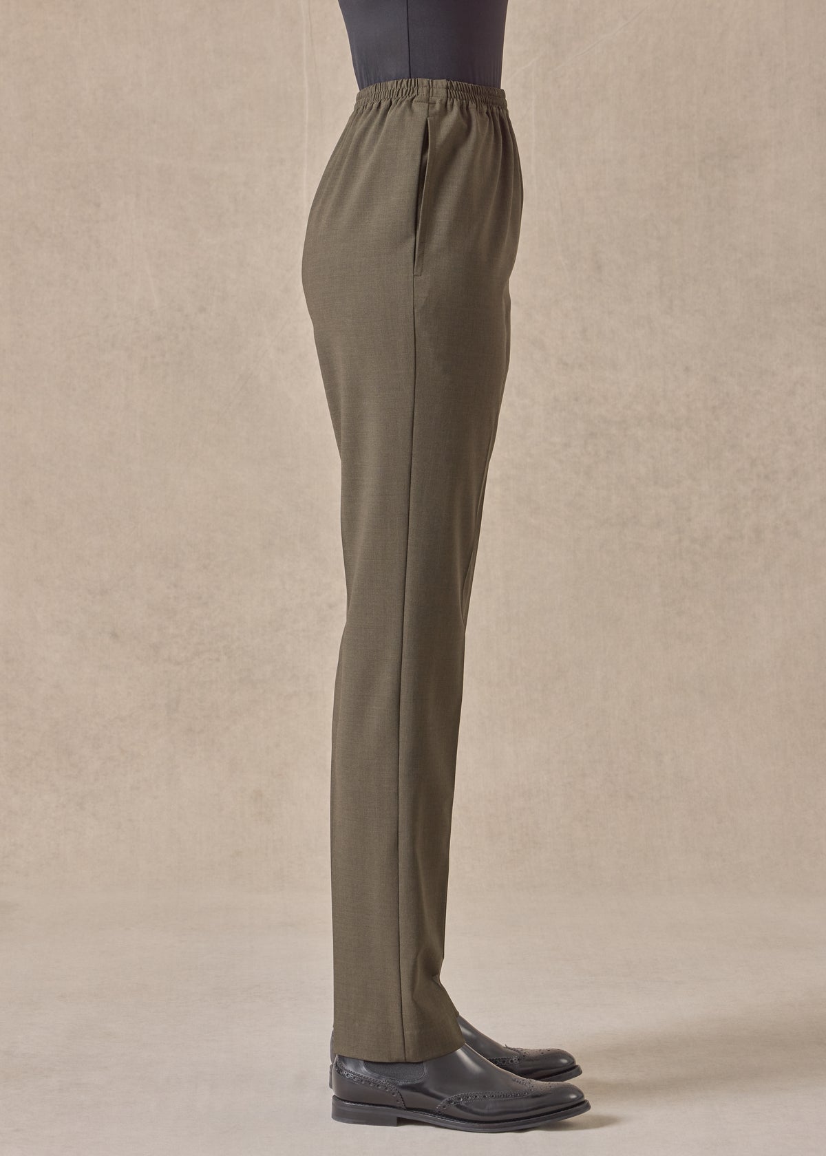 wool stretch narrow trouser (greenbronze)