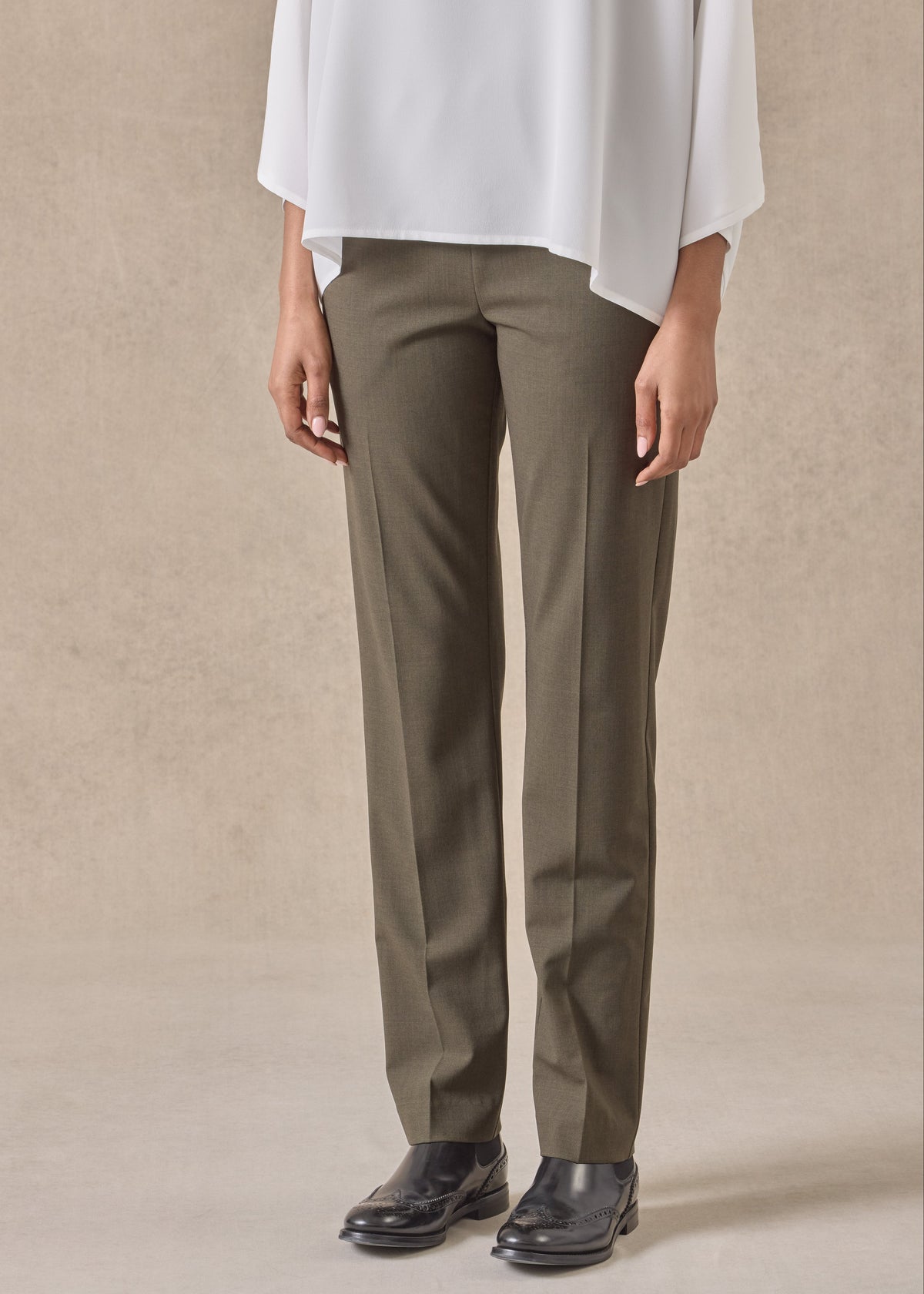 wool stretch narrow trouser (greenbronze)