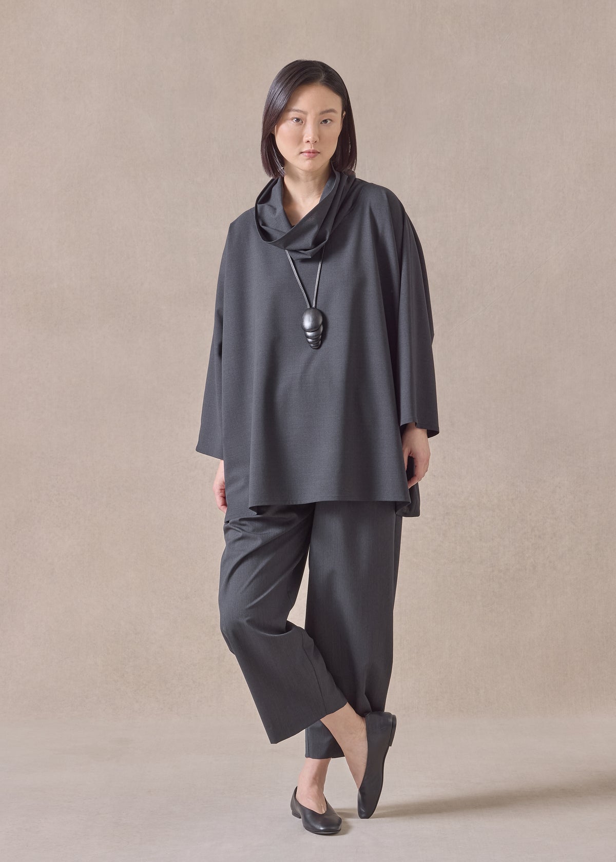 wool stretch monks top - long