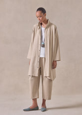 cashmere wool mix wide a-line shirt with double stand collar - very long