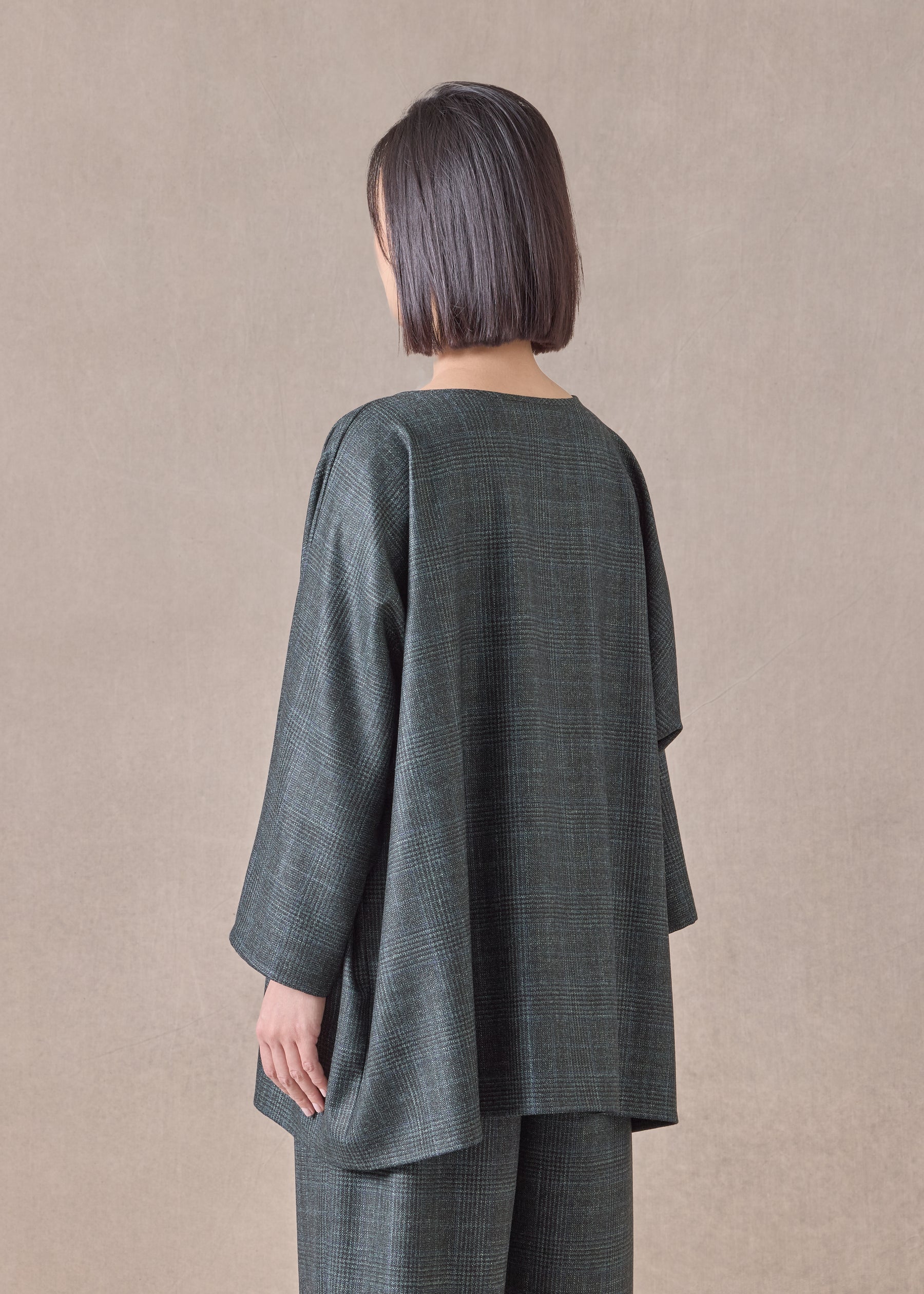 cashmere silk wool mix boat neck top - long
