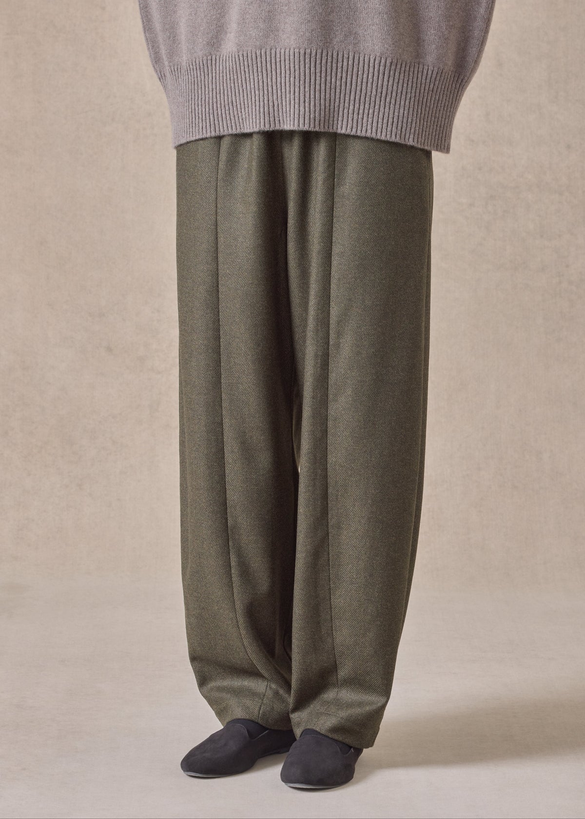 wool silk mix tulip trouser (greenbronze)