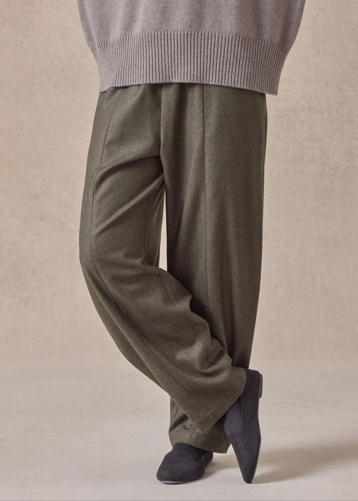 wool silk mix tulip trouser (greenbronze)