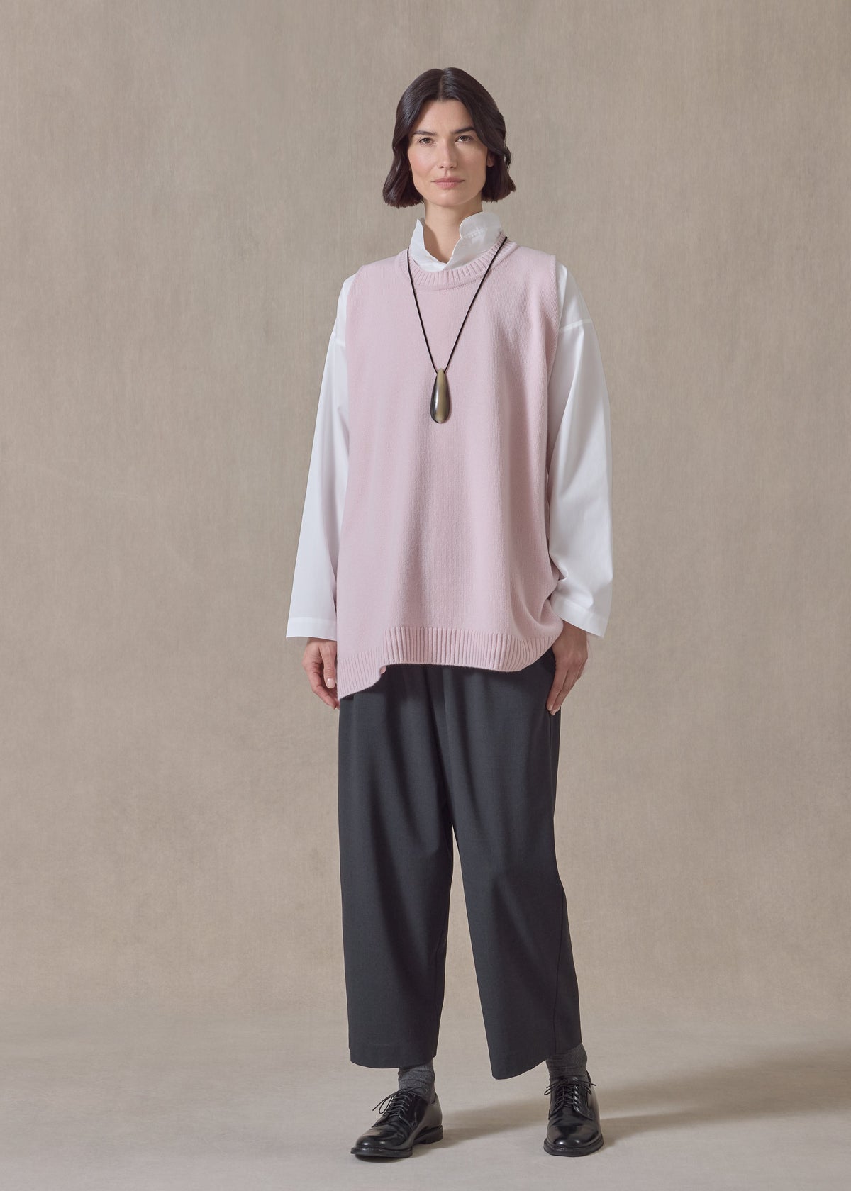 cashmere a-line sleeveless round neck - long (cherryblossom)