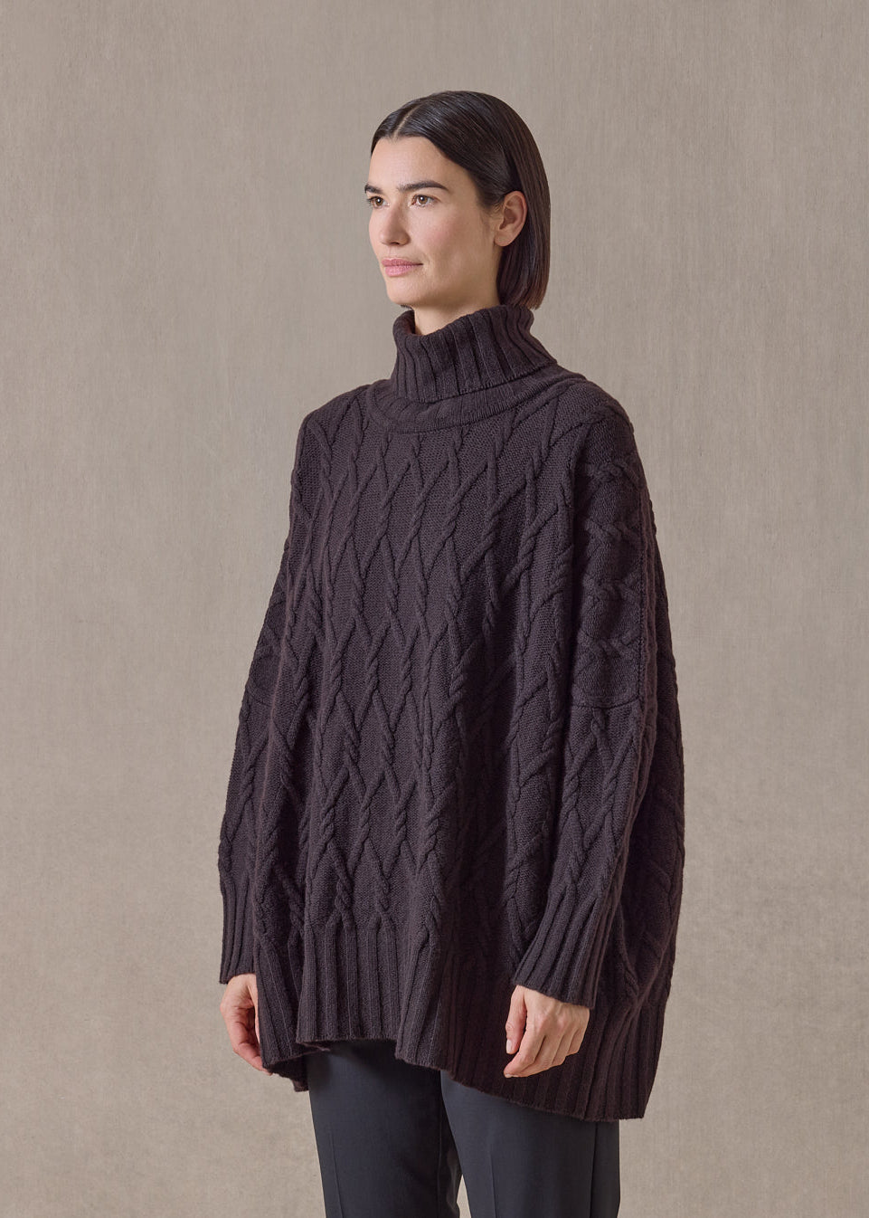 cashmere roll neck - long (cocoa)