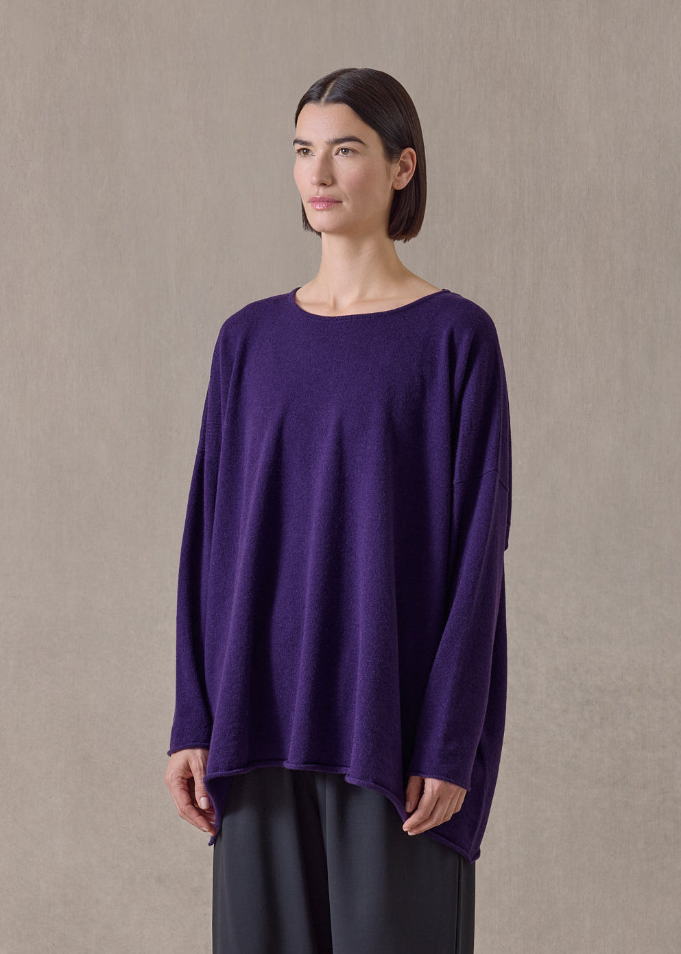 cashmere a-line bateau neck sweater - long (tincture)