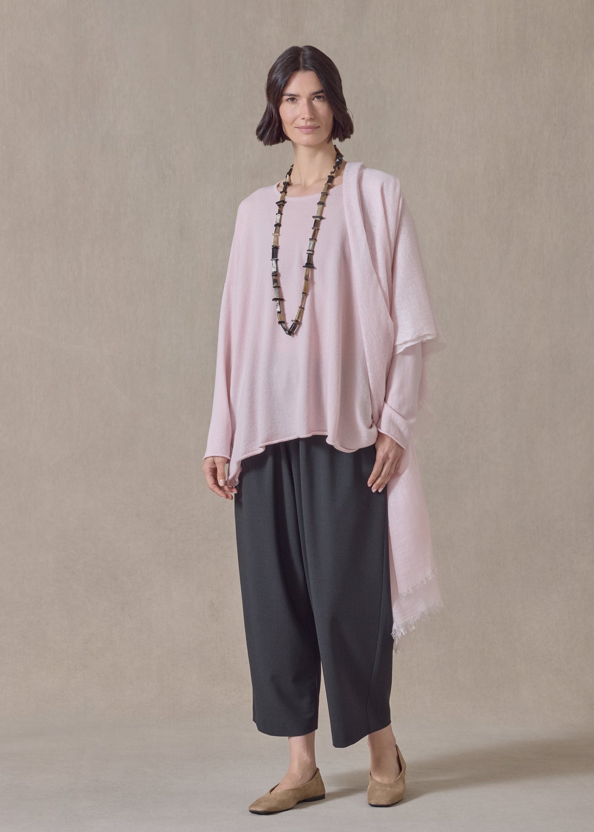 cashmere a-line bateau neck sweater - mid plus (cherryblossom)
