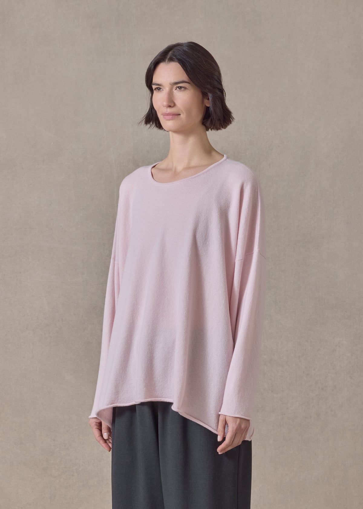 cashmere a-line bateau neck sweater - mid plus (cherryblossom)