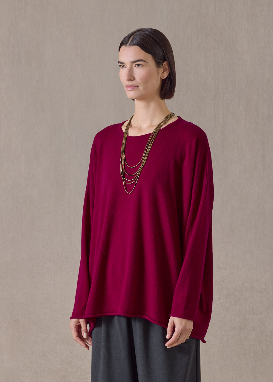 cashmere a-line bateau neck sweater - mid plus (magenta)