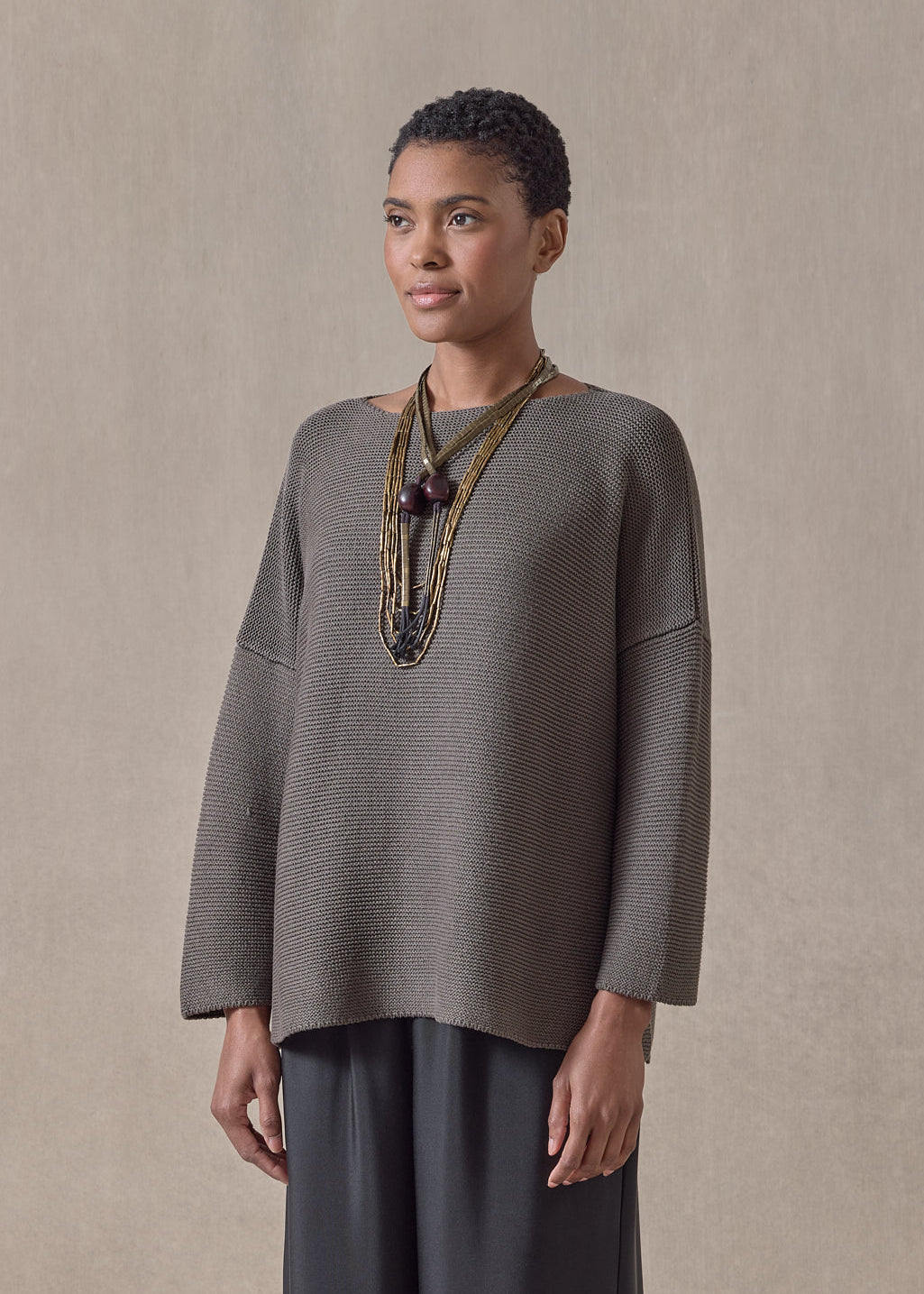 mulberry silk cropped bateau (darkbronze)