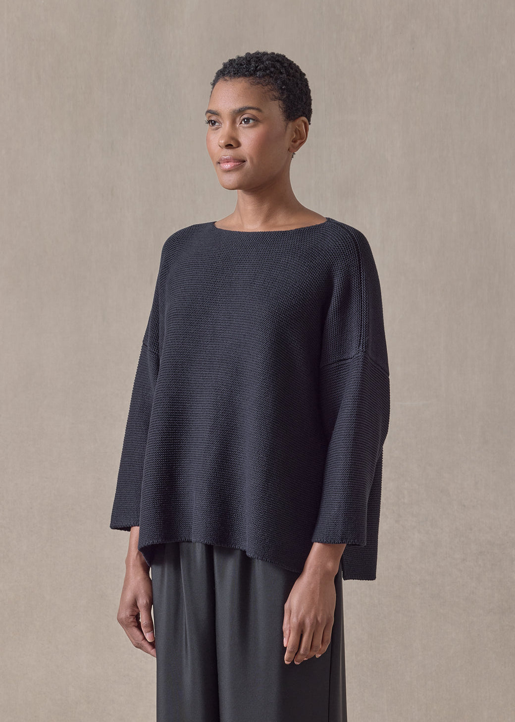 mulberry silk cropped bateau (navydark)