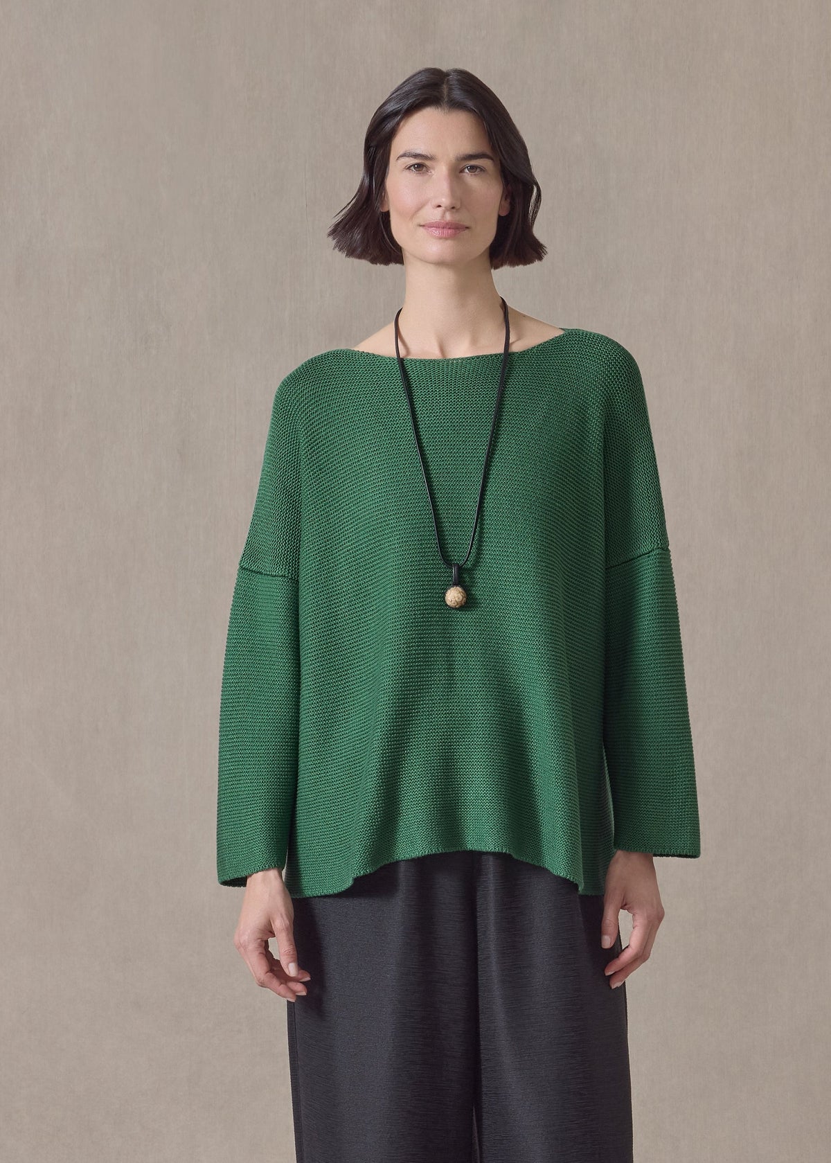 mulberry silk cropped bateau neck sweater (pinegreen)