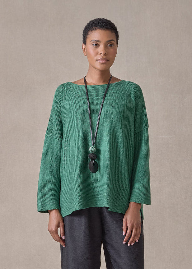 mulberry silk cropped bateau neck sweater (pinegreen)