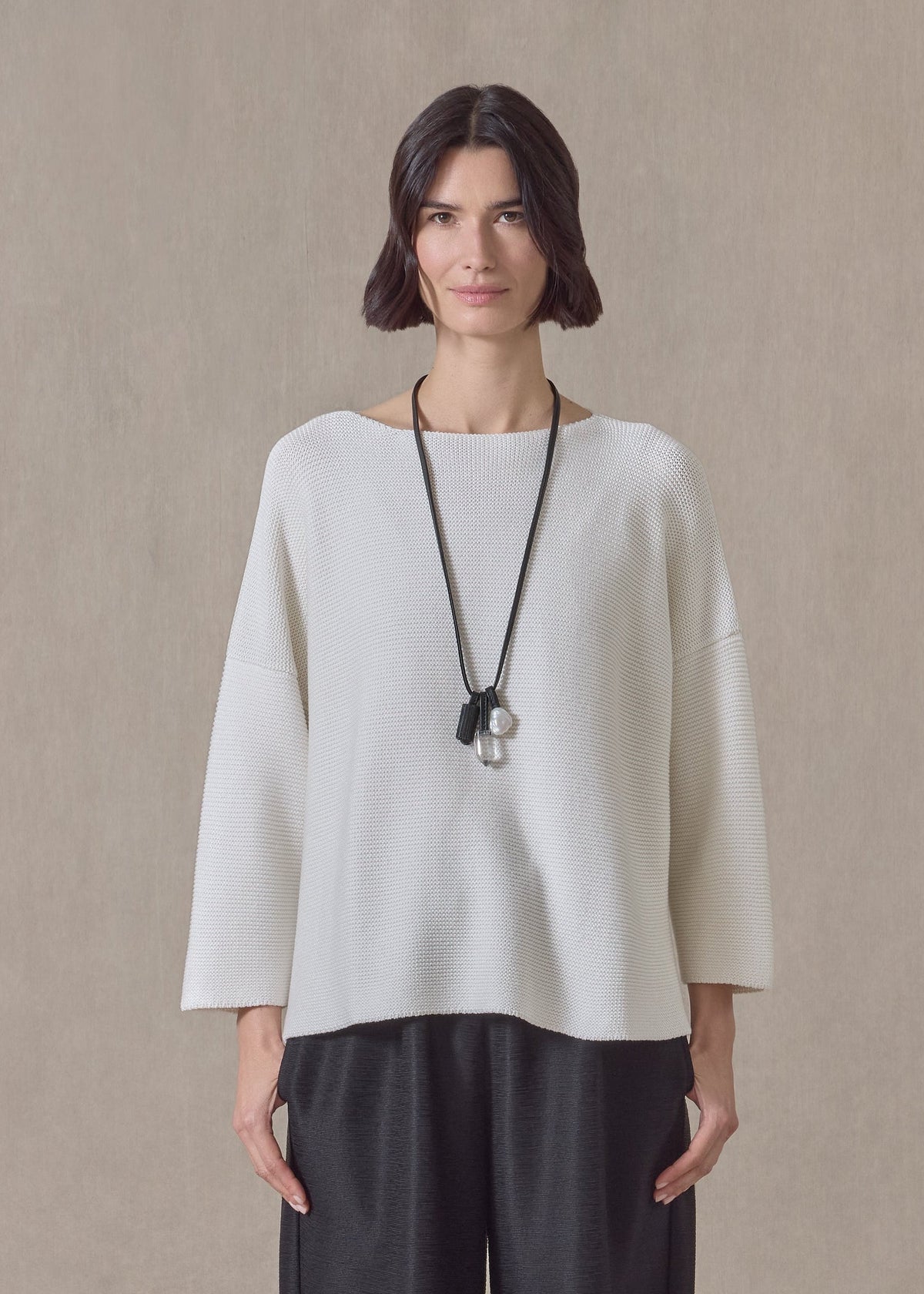 mulberry silk cropped bateau neck sweater (white)