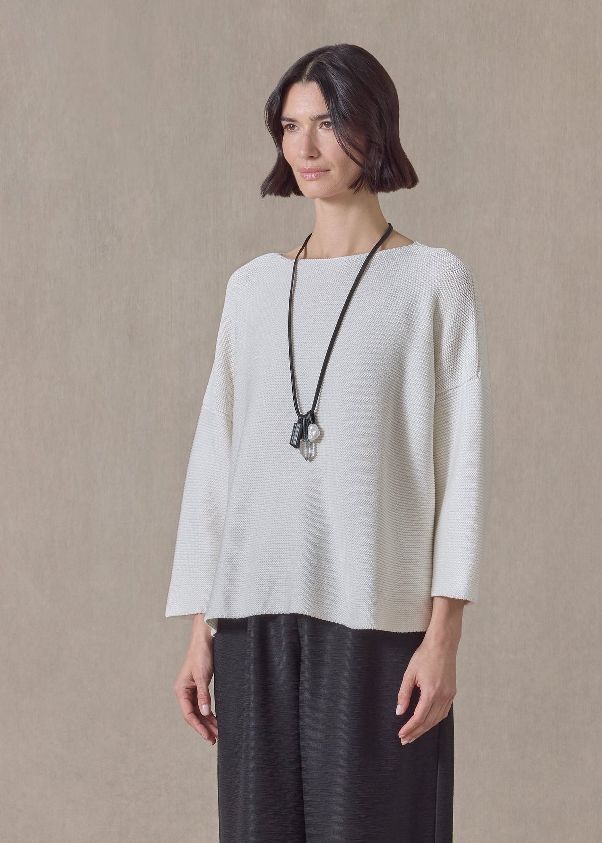 mulberry silk cropped bateau neck sweater (white)
