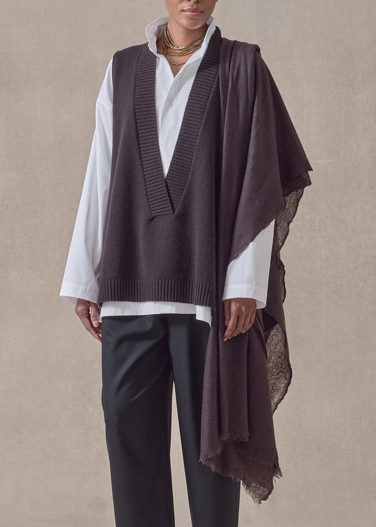 handwoven cashmere large scarf (127cm x 220cm) (cocoa)