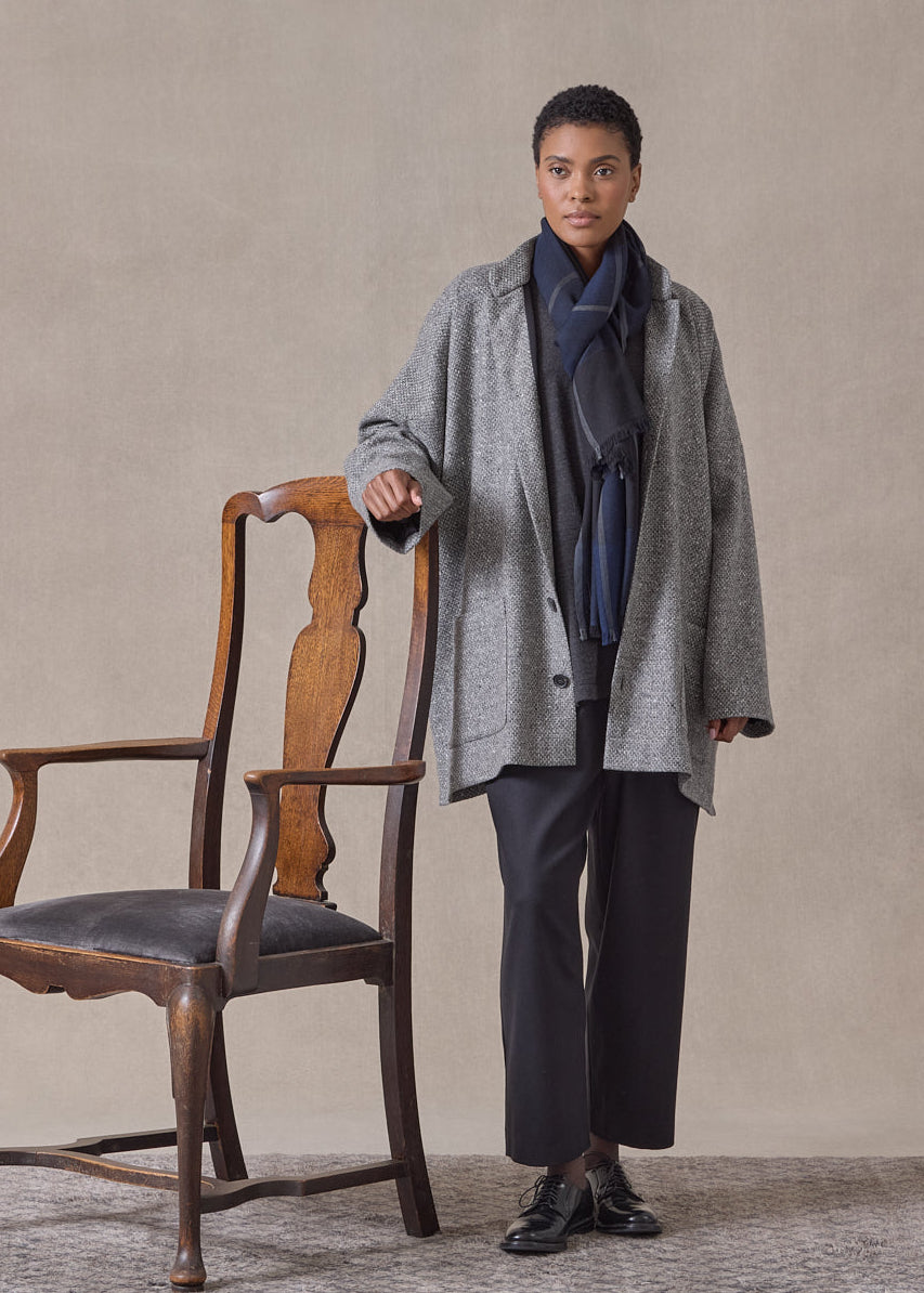 wool mandarin coat - long (pencilgrey)