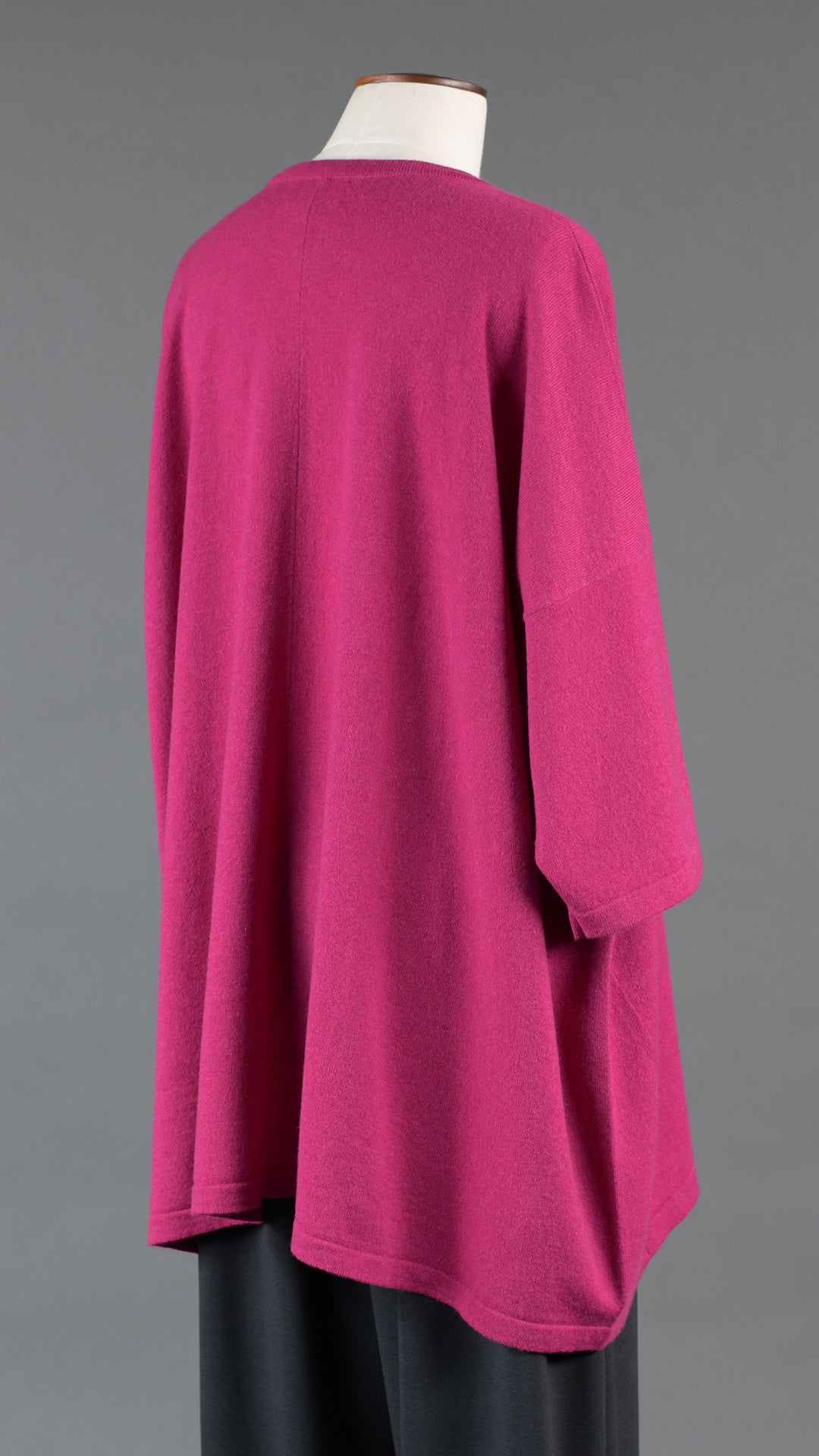 angle-to-front round neck t shirt cardigan (long) in darklips