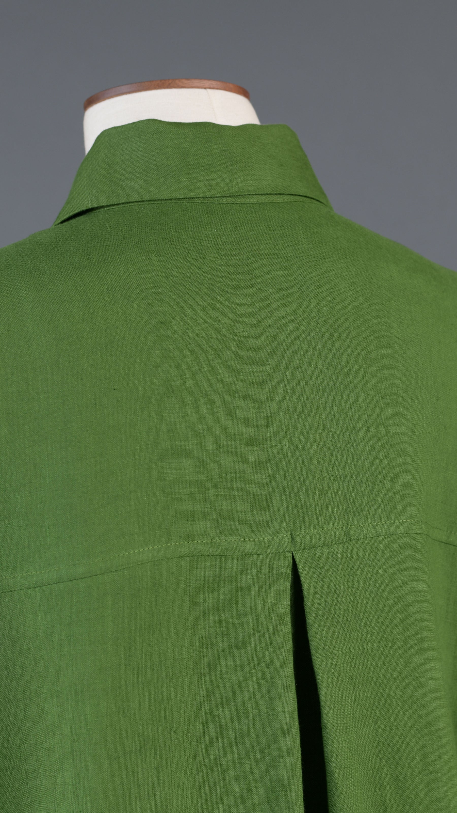 slim a-line sleeveless shirt dress with collar and side slit detail in darklime