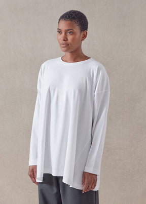 cotton jersey long sleeve round neck t-shirt - long