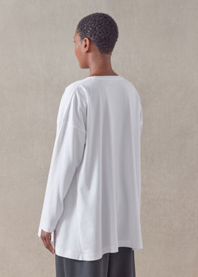cotton jersey long sleeve round neck t-shirt - long