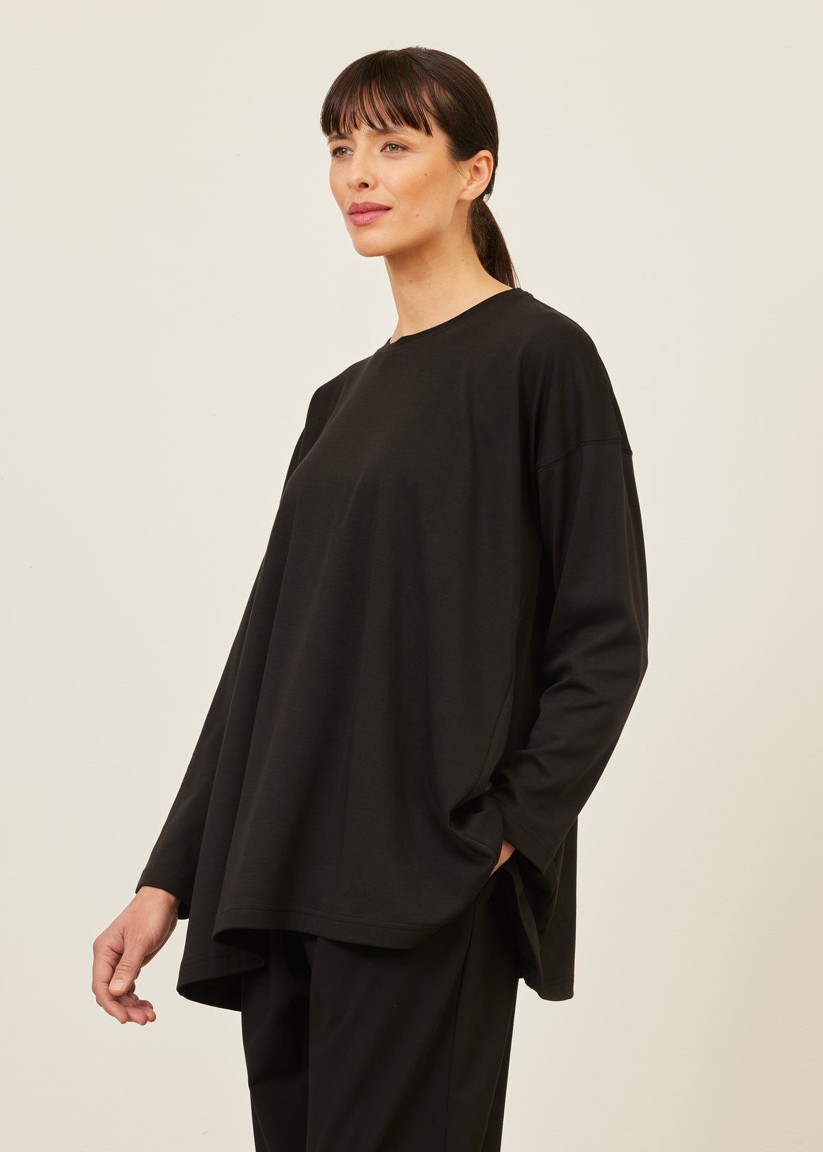 side panelled round neck t-shirt - mid plus