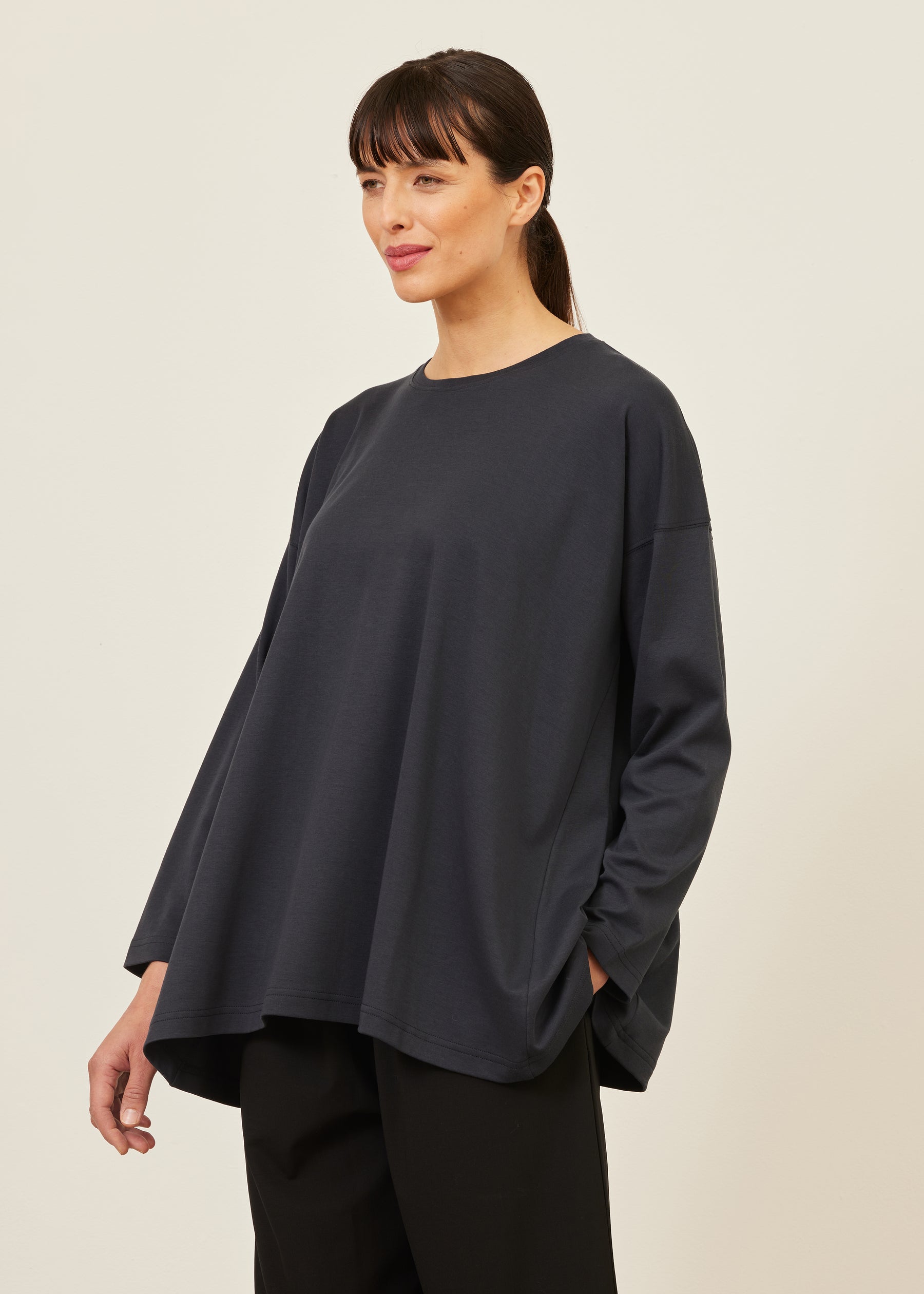 side panelled round neck t-shirt - mid plus