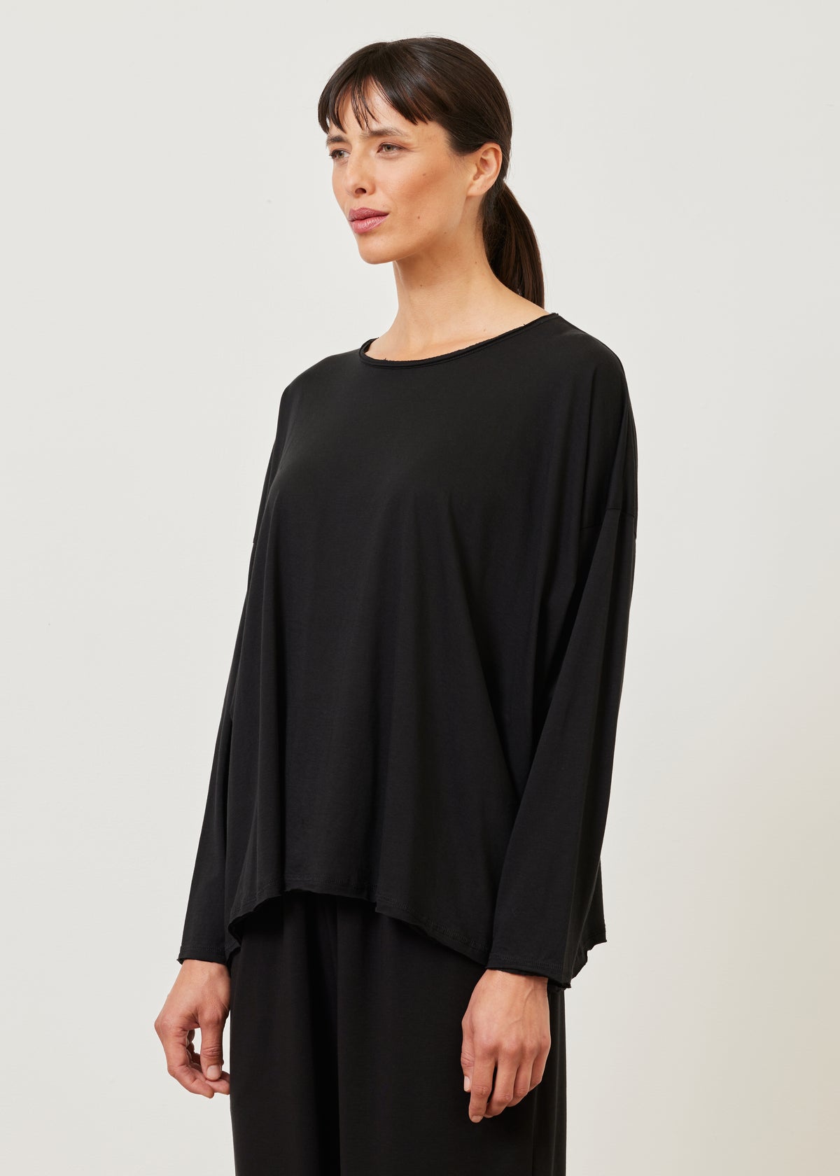 long sleeve double edge scoop neck - mid plus