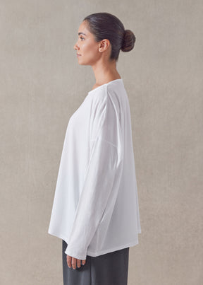 cotton jersey long sleeve double edge scoop neck - mid plus