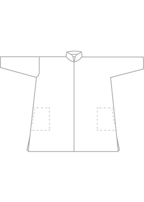 silk wide a-line double stand collar shirt - very long with slits
