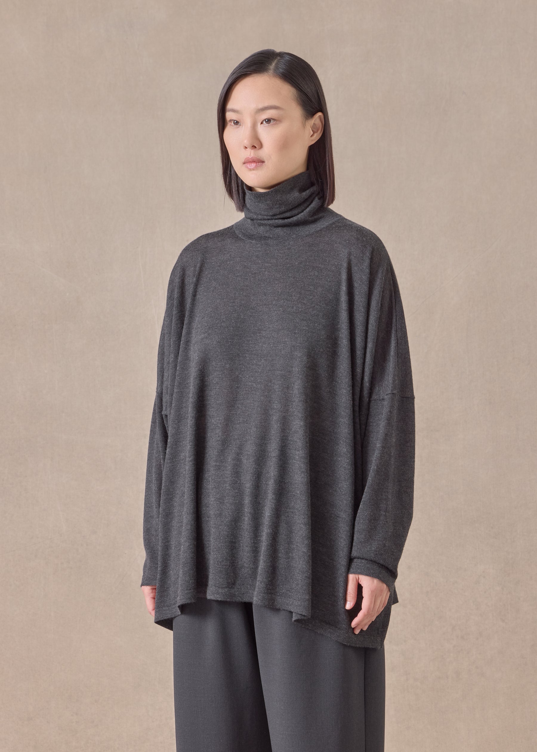 cashmere wide scrunch neck - mid plus