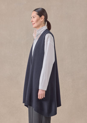 cashmere a-line sleeveless deep v-neck sweater - long plus dark