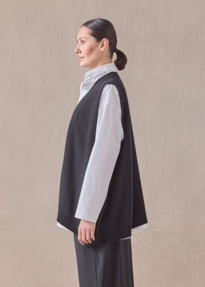 cashmere a-line sleeveless v neck cardigan - mid plus