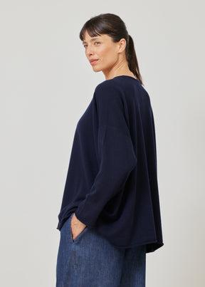 A-line bateau neck sweater - long dark