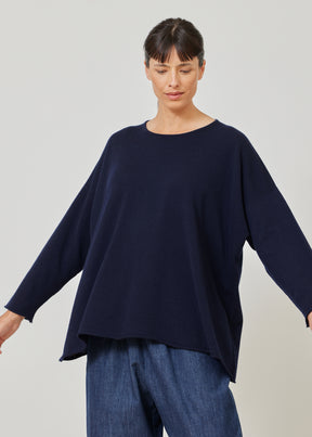 A-line bateau neck sweater - long dark