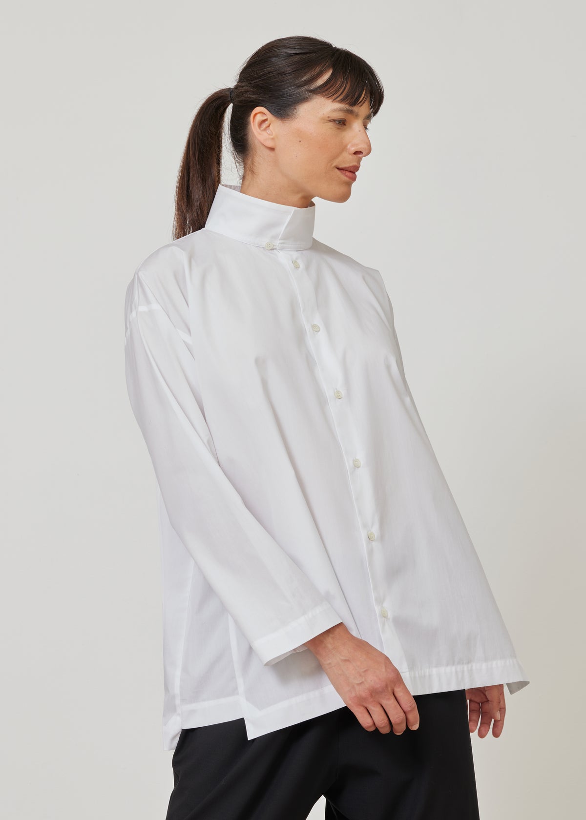 slim a-line two collar shirt with step insert - long