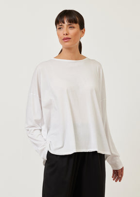 long sleeve double edge scoop neck - mid plus