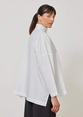 wide longer back double stand collar shirt - mid plus