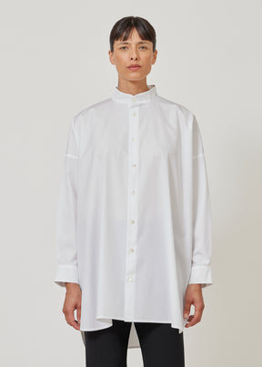 wide a-line collarless classic shirt - long plus